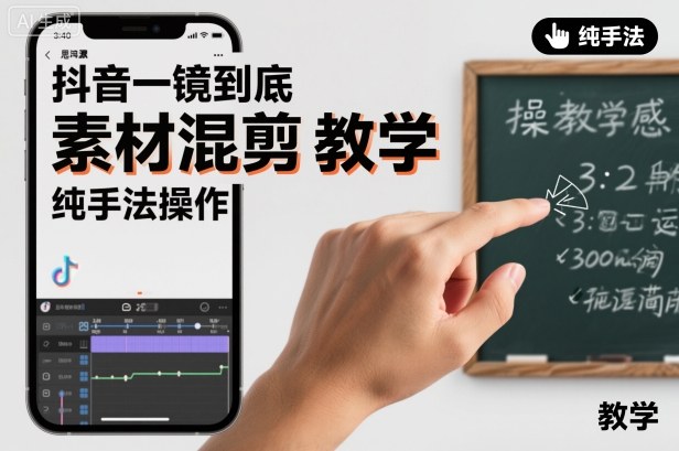 抖音一镜到底素材混剪教学，纯手法操作-升阶有道