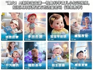 爆火！AI制作宝宝第一视角科学育儿小知识视频，短短两月获赞百万的流量密码（详细教学）-升阶有道