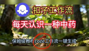 Coze扣子工作流一键生成每天认识一种中药短视频,保姆级搭建教学-升阶有道
