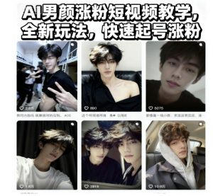 AI男颜涨粉短视频教学,全新玩法,快速起号涨粉-升阶有道