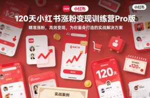120天小红书涨粉变现训练营Pro版,精准涨粉,高效变现,为你量身打造的实战解决方案-升阶有道
