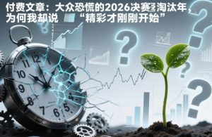 付费文章：大众恐慌的2026决赛淘汰年，为何我却说“精彩才刚刚开始”？-升阶有道