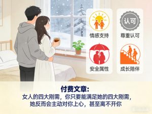 付费文章：女人的四大刚需，你只要能满足她的四大刚需，她反而会主动对你上心，甚至离不开你-升阶有道