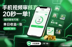 手机视频审核真香！20秒一单，随时随地可做，单日收益4张，小白零门槛冲【揭秘】-升阶有道