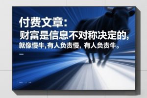 付费文章：财富是信息不对称决定的，就像慢牛，有人负责慢，有人负责牛-升阶有道