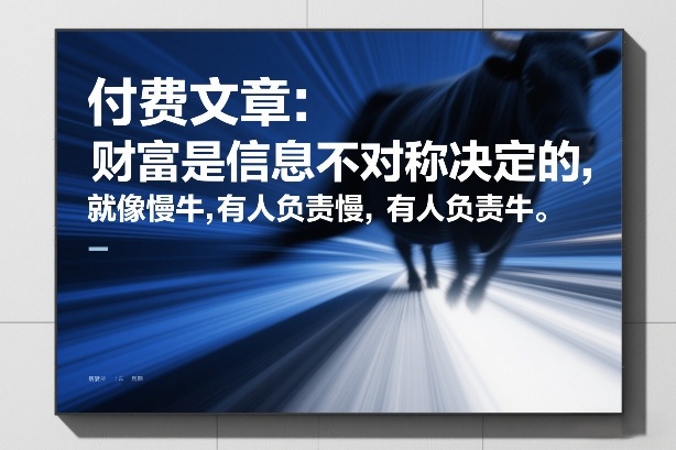 付费文章：财富是信息不对称决定的，就像慢牛，有人负责慢，有人负责牛-升阶有道