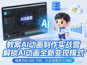 教案AI动画制作实战营,解锁AI动画全新变现模式,每单均价200-500,小白也能月入1W+-升阶有道