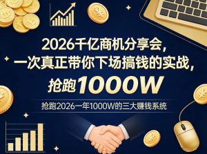 2026千亿商机分享会,一次真正带你下场搞钱的实战,抢跑2026一年1000W的三大賺钱系统-升阶有道