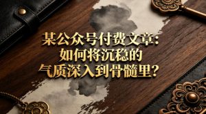 某公众号付费文章：如何将沉稳的气质深入到骨髓里？-升阶有道