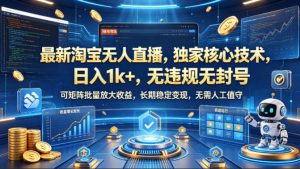 最新淘宝无人直播，独家核心技术，日入1k+，无违规无封号，可矩阵批量放大，长期稳定，无需人工值守【揭秘】-升阶有道