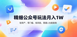 精细公众号玩法月入1W，轻资产、零门槛、低风险，普通人也能复制【揭秘】-升阶有道