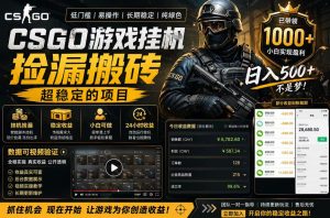 CSGO游戏搬砖，全自动挂G，不需要玩游戏，手机操作日入300+，解放双手【揭秘】-升阶有道