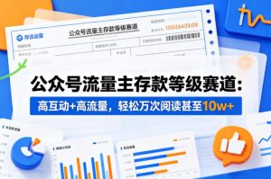公众号流量主之存款等级赛道，高互动+高流量，轻松达到万次阅读，甚至10w+-升阶有道
