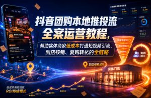 抖音团购本地推投流全案运营教程，帮助实体商家低成本打通短视频引流、到店核销、复购转化的全链路-升阶有道