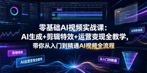 零基础AI视频实战课：AI生成+剪辑特效+运营变现全教学，带你从入门到精通AI视频全流程-升阶有道