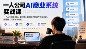 一人公司AI商业系统实战课,一个人不用组团队,靠AI搭出能跑通的轻资产商业闭环,把重复工作全部自动化-升阶有道