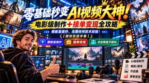 零基础秒变AI视频大神!电影级制作+接单变现全攻略,模板直接抄,无需任何技术经验!【原创双语字幕】-升阶有道