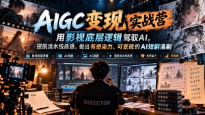 AIGC变现实战营，用影视底层逻辑驾驭AI，摆脱流水线质感，做出有感染力、可变现的AI短剧漫剧-升阶有道