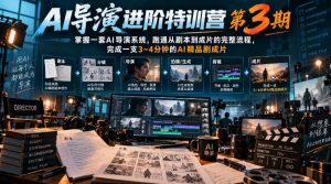 AI导演进阶特训营第3期，掌握一套AI导演系统，跑通从剧本到成片的完整流程，完成一支3~4分钟的AI精品剧成片（附1、2期）-升阶有道