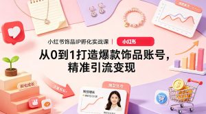 小红书饰品IP孵化实战课｜从0到1打造爆款饰品账号，精准引流变现-升阶有道