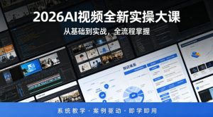 2026AI视频全新实操大课，从基础到实战，全流程掌握，系统教学·案例驱动·即学即用-升阶有道