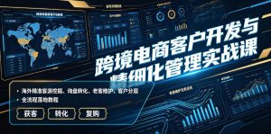 跨境电商客户开发与精细化管理实战课｜海外精准客源挖掘、询盘转化、老客维护、客户分层全流程落地教程-升阶有道