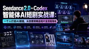 Seedance2.0+Codex智能体AI短剧实战课：一个人打造AI剧组，从创意到精品短片全流程-升阶有道