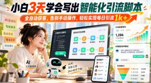 小白3天学会写出智能化引流脚本,全自动获客,告别手动操作,轻松实现每日引流1k+-升阶有道